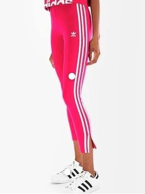 ADIDAS Pink Three-Stripe high waisted leggings